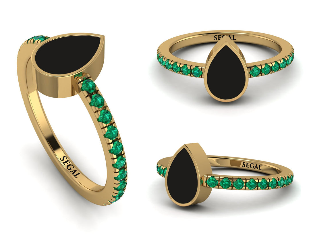 Elegant Enamel Pear Emerald Ring - Pear No. 4