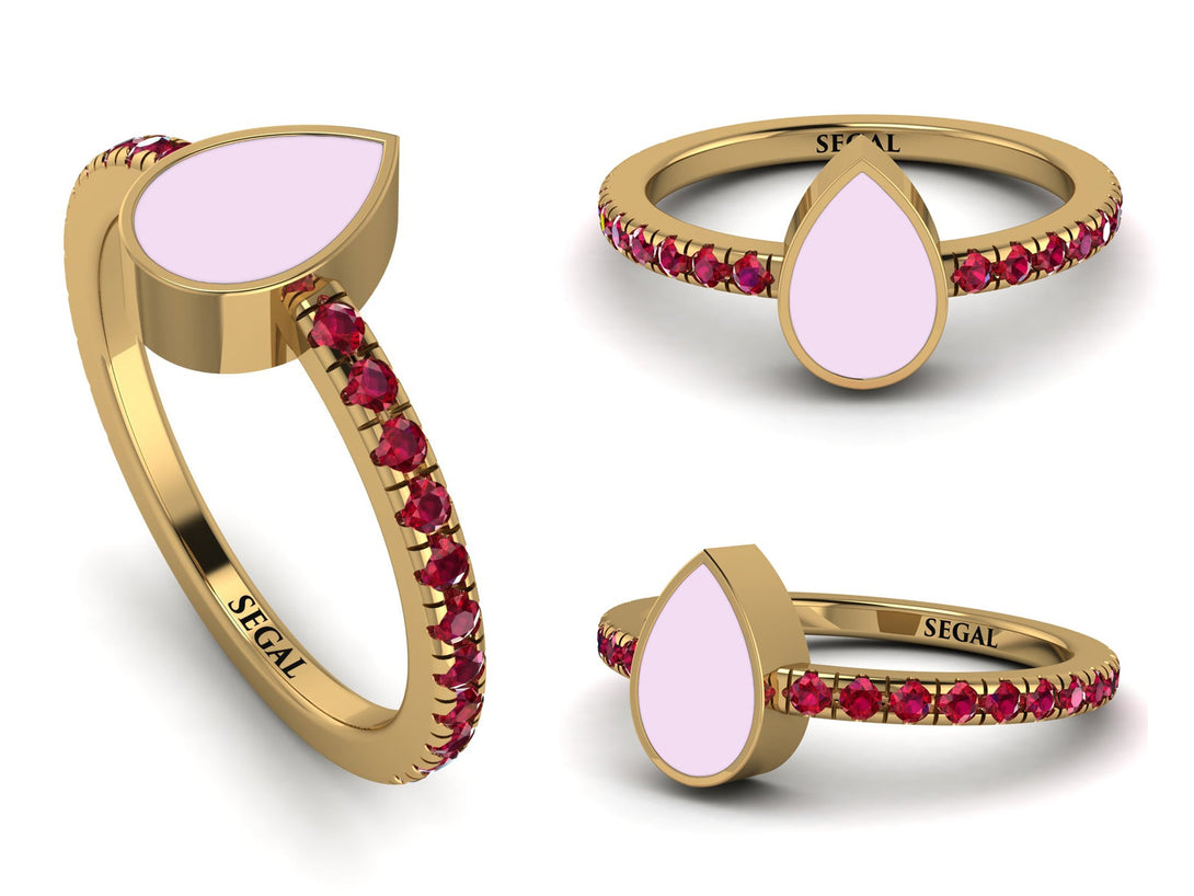 Elegant Enamel Pear Ruby Ring - Pear No. 10
