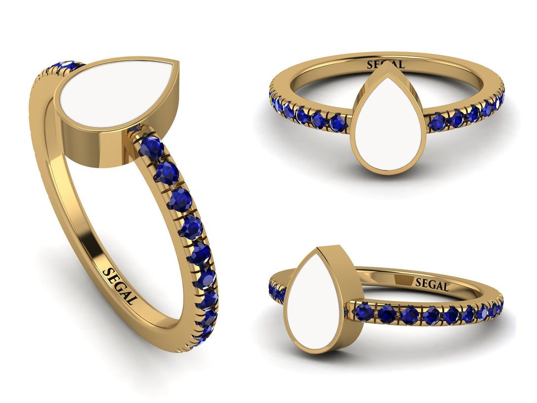 Elegant Enamel Pear Sapphire Ring - Pear No. 13