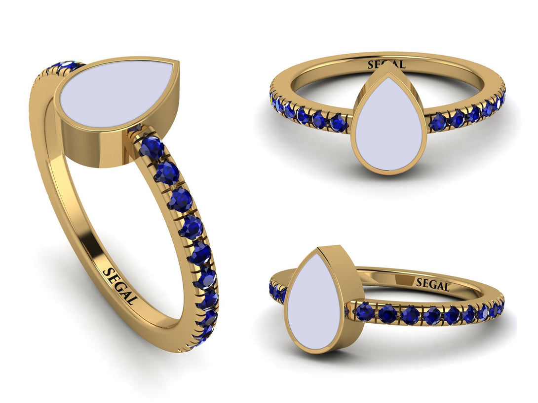 Elegant Enamel Pear Sapphire Ring - Pear No. 13