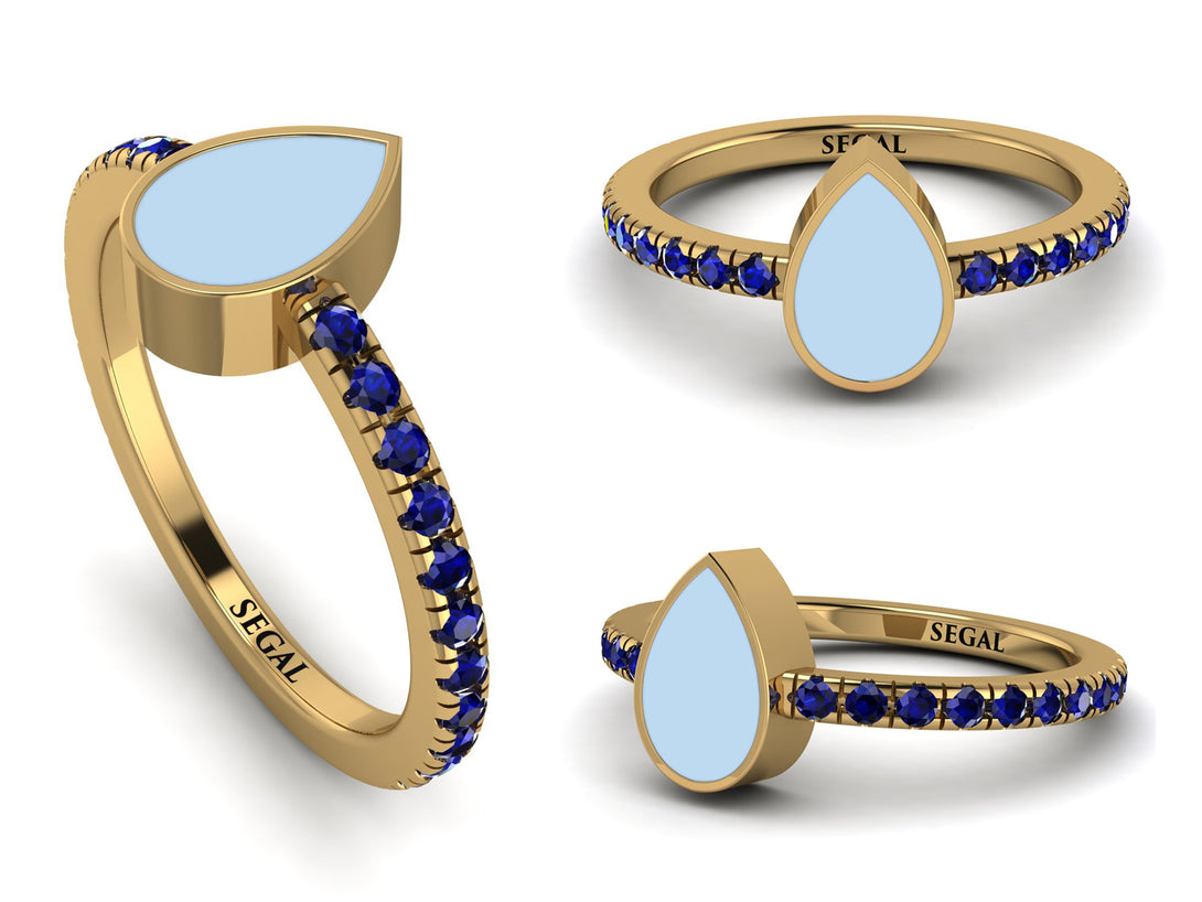 Elegant Enamel Pear Sapphire Ring - Pear No. 13