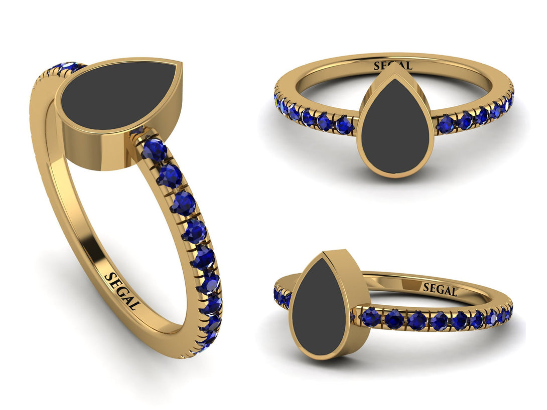 Elegant Enamel Pear Sapphire Ring - Pear No. 13