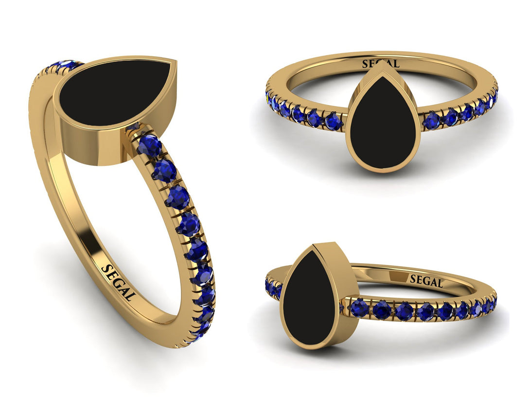 Elegant Enamel Pear Sapphire Ring - Pear No. 13