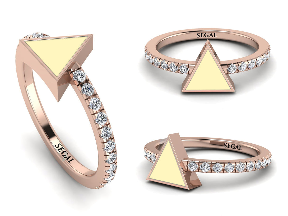 Elegant Enamel Triangle Diamond Ring - Triangle No. 2