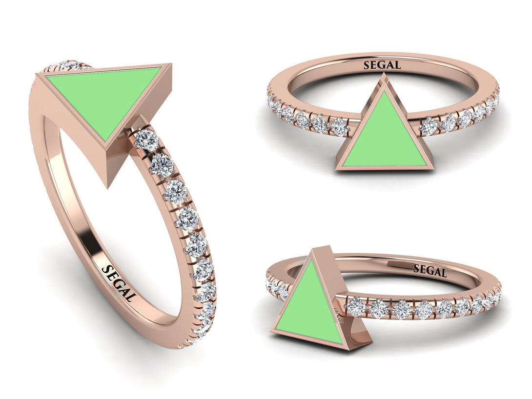 Elegant Enamel Triangle Diamond Ring - Triangle No. 2