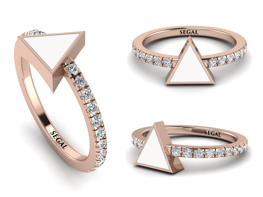 Elegant Enamel Triangle Diamond Ring - Triangle No. 2
