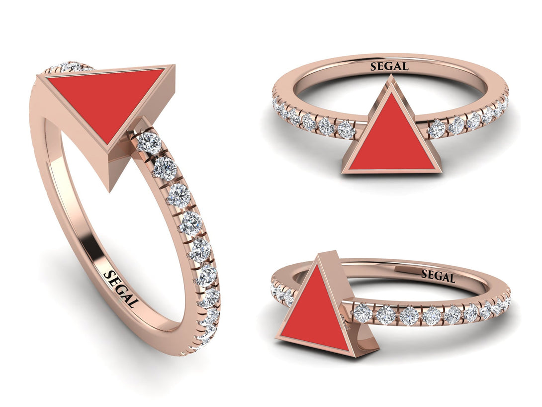 Elegant Enamel Triangle Diamond Ring - Triangle No. 2