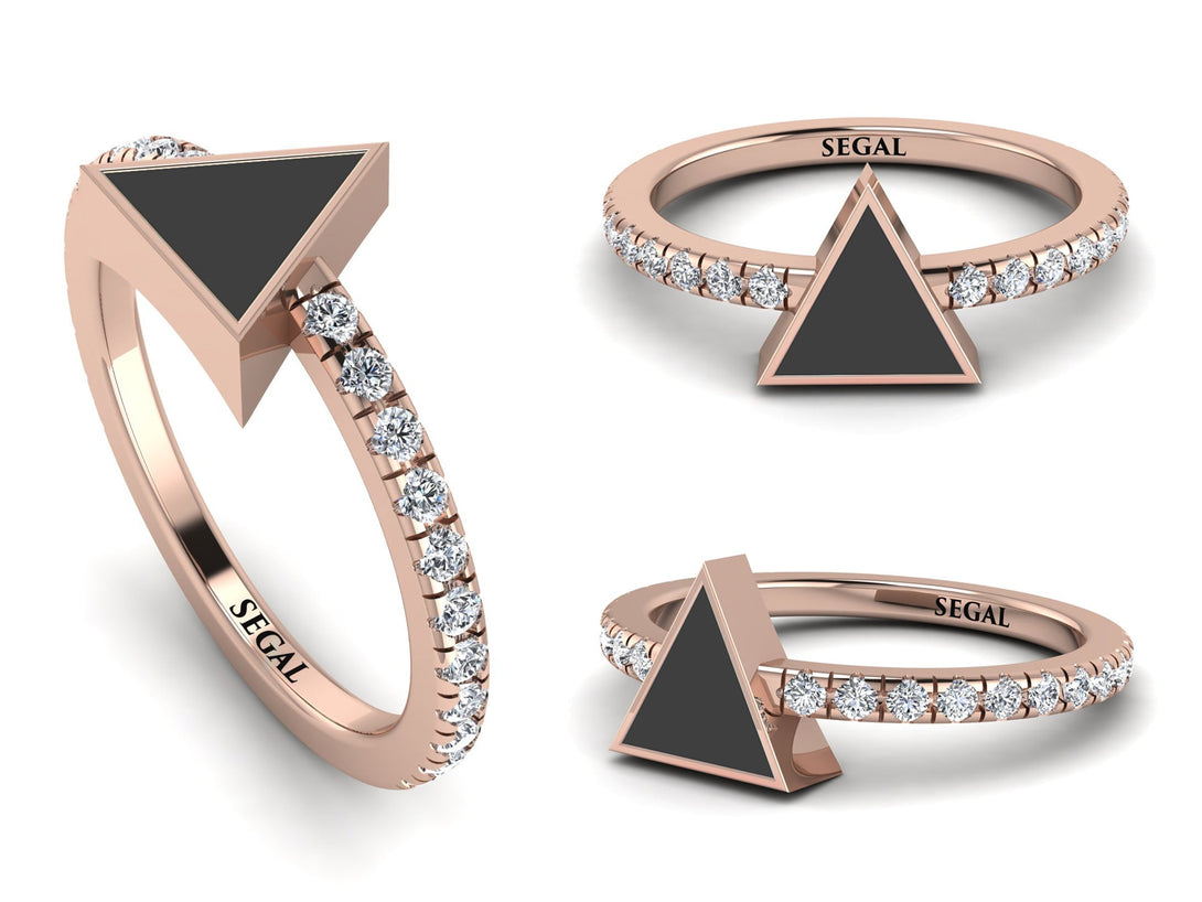 Elegant Enamel Triangle Diamond Ring - Triangle No. 2