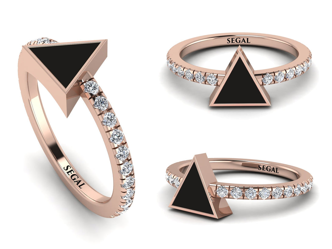 Elegant Enamel Triangle Diamond Ring - Triangle No. 2