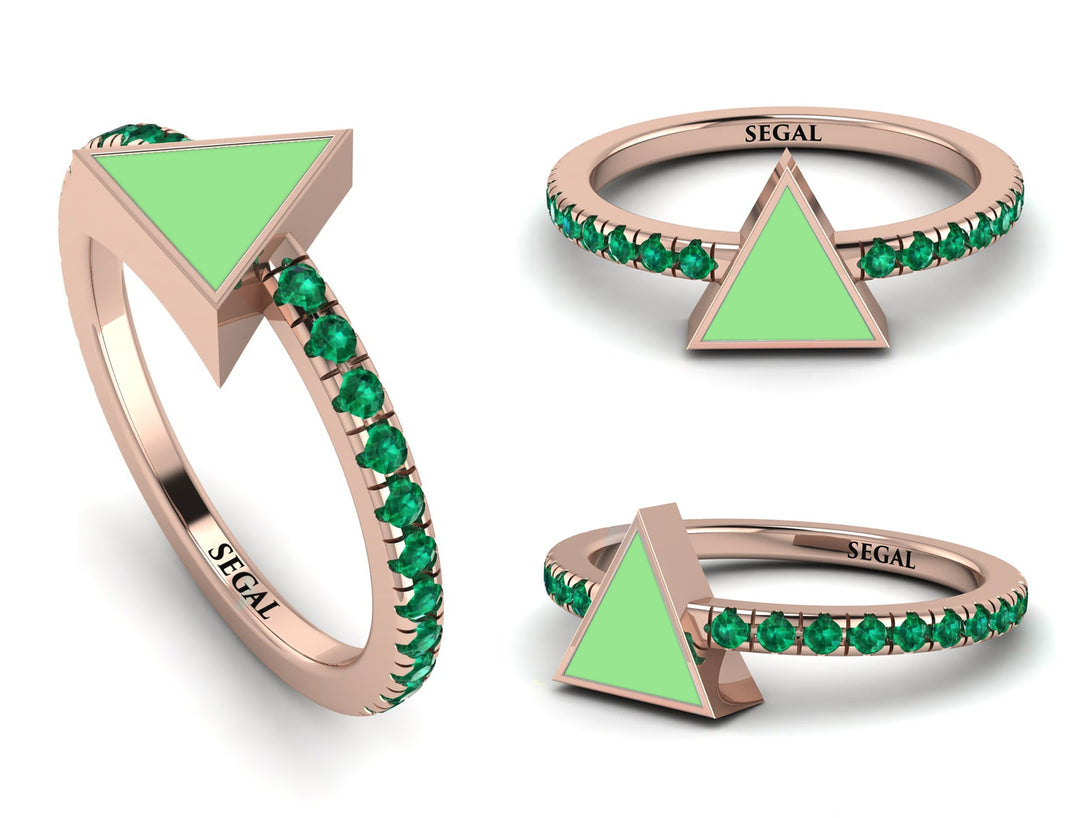 Elegant Enamel Triangle Emerald Ring - Triangle No. 5