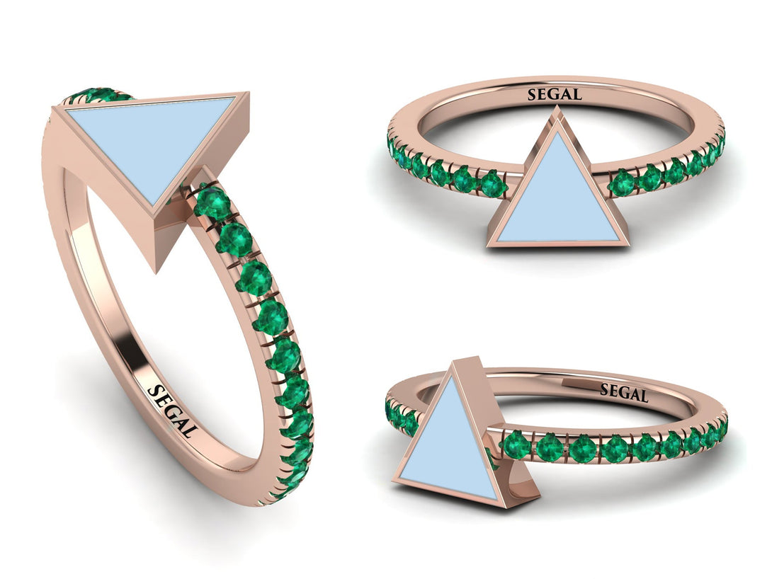 Elegant Enamel Triangle Emerald Ring - Triangle No. 5