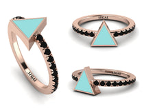 Elegant Enamel Triangle Black Diamond Ring - Triangle No. 8 image 1
