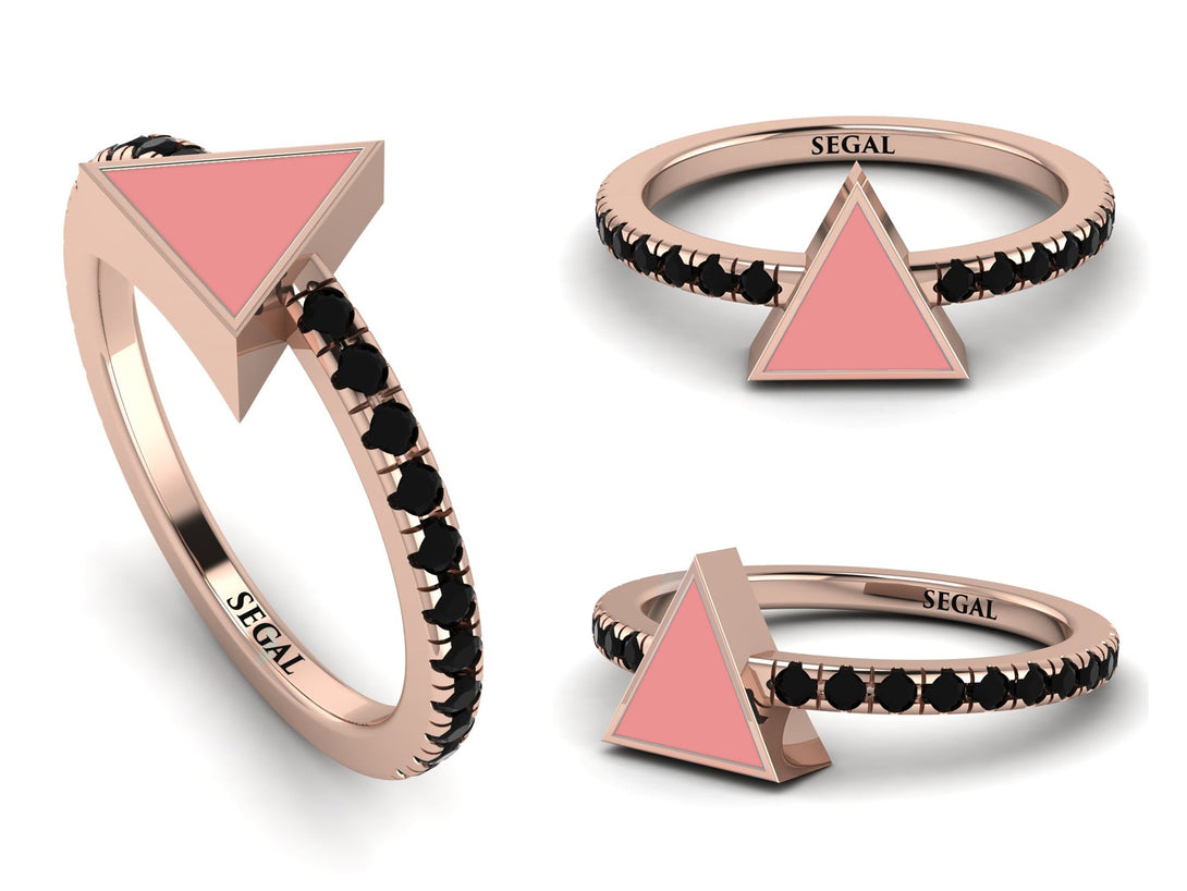 Elegant Enamel Triangle Black Diamond Ring - Triangle No. 8