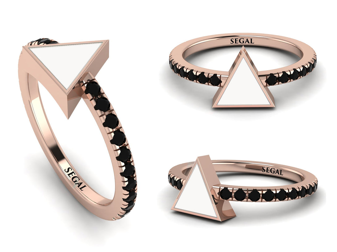 Elegant Enamel Triangle Black Diamond Ring - Triangle No. 8