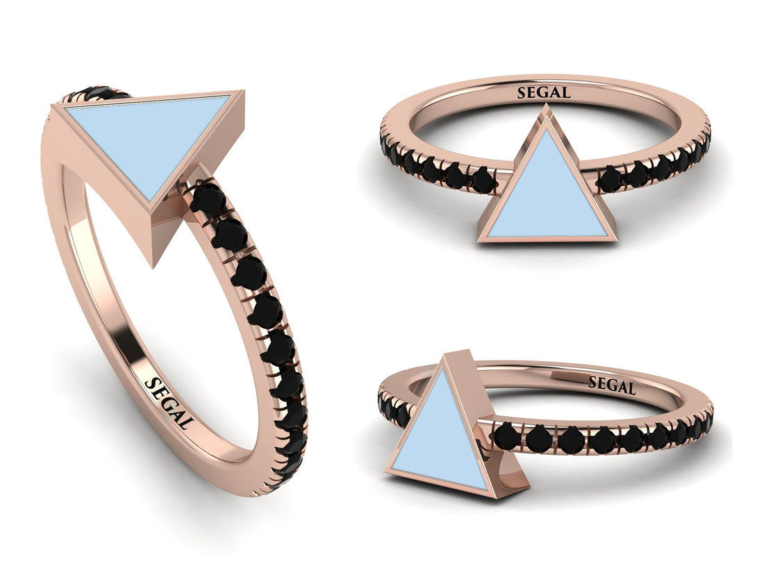 Elegant Enamel Triangle Black Diamond Ring - Triangle No. 8