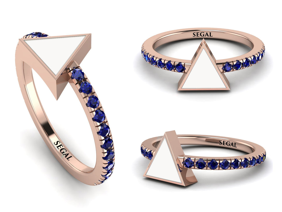 Elegant Enamel Triangle Sapphire Ring - Triangle No. 14