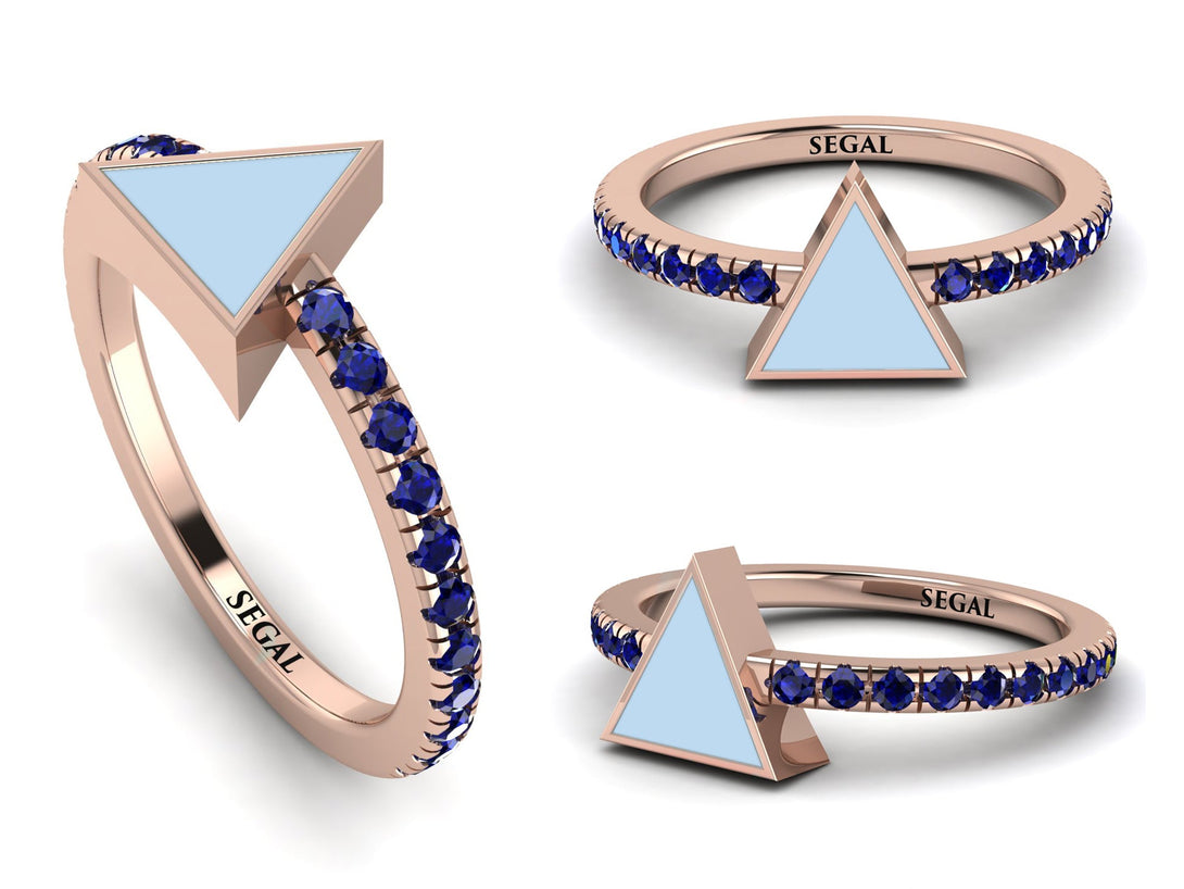 Elegant Enamel Triangle Sapphire Ring - Triangle No. 14