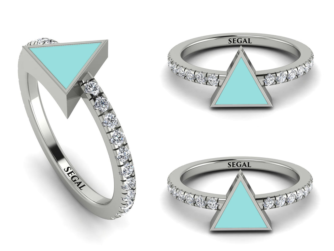 Elegant Enamel Triangle Diamond Ring - Triangle No. 3