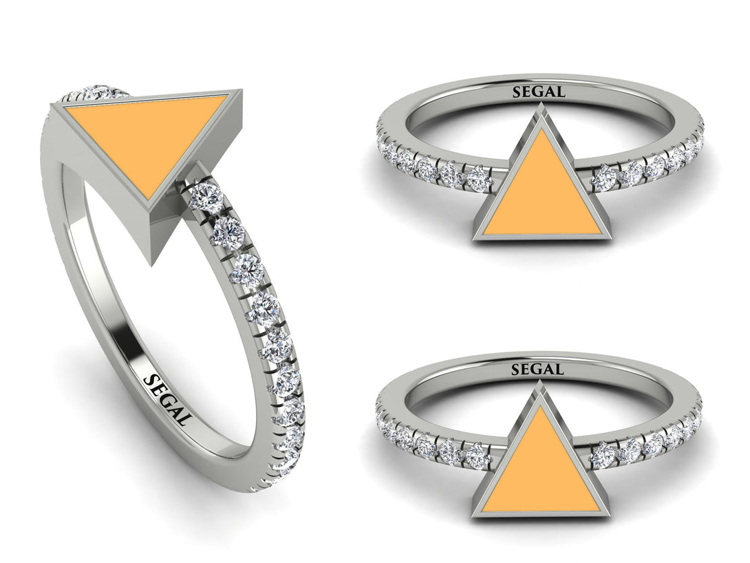 Elegant Enamel Triangle Diamond Ring - Triangle No. 3
