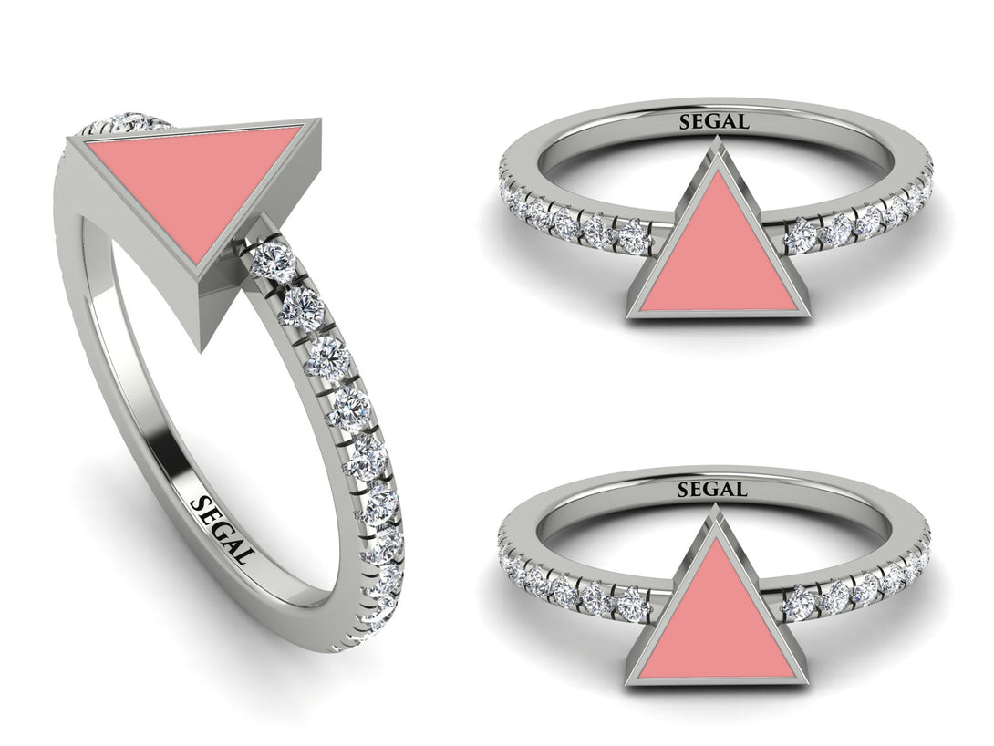 Elegant Enamel Triangle Diamond Ring - Triangle No. 3