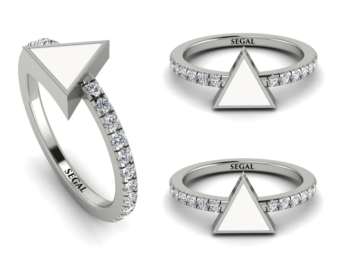 Elegant Enamel Triangle Diamond Ring - Triangle No. 3