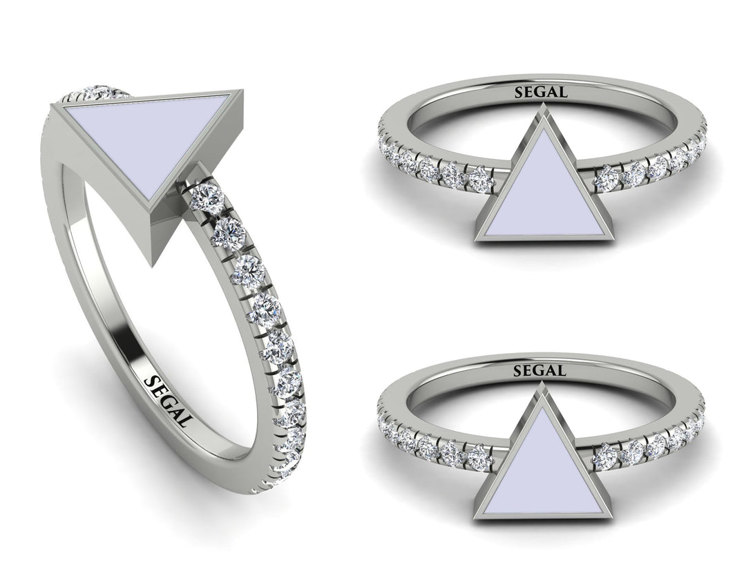 Elegant Enamel Triangle Diamond Ring - Triangle No. 3