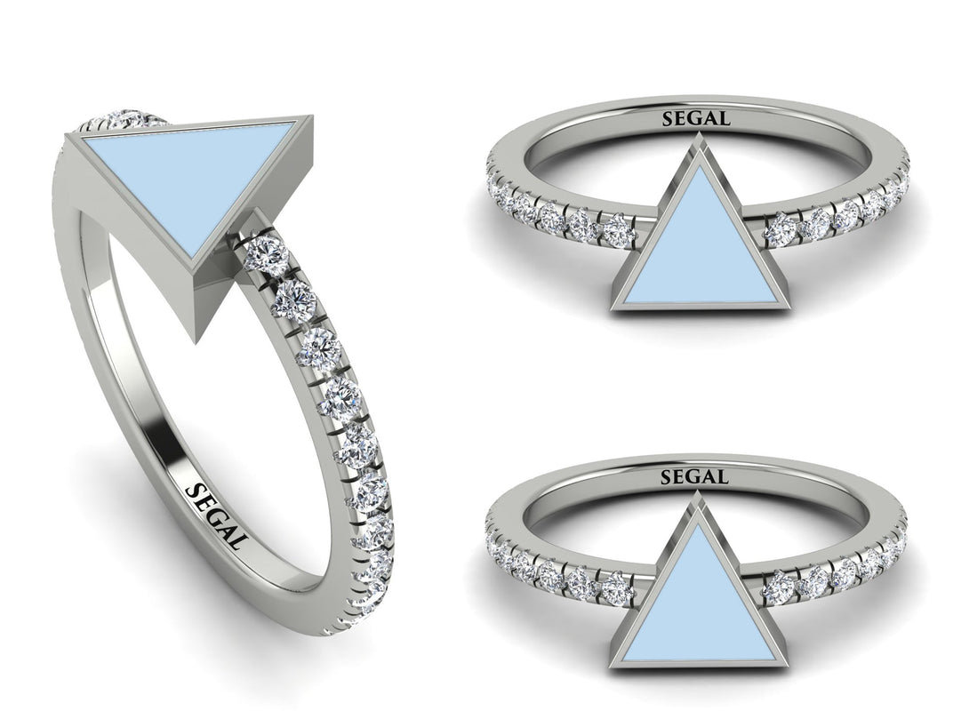 Elegant Enamel Triangle Diamond Ring - Triangle No. 3