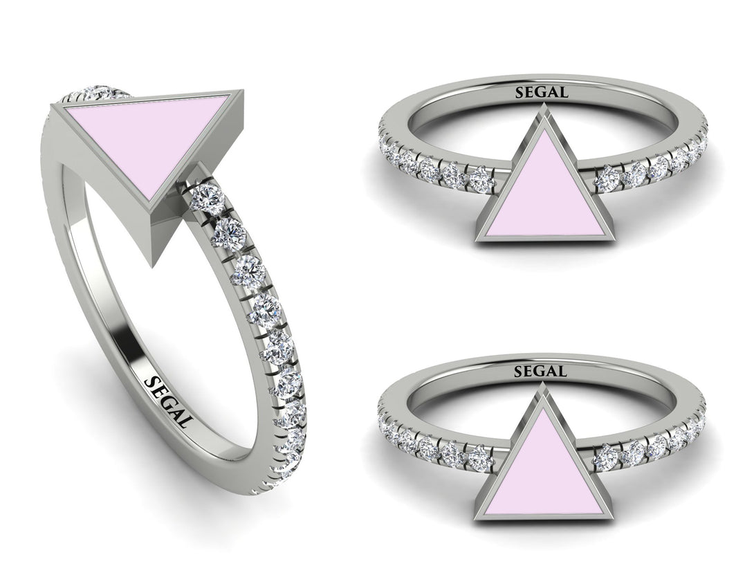 Elegant Enamel Triangle Diamond Ring - Triangle No. 3