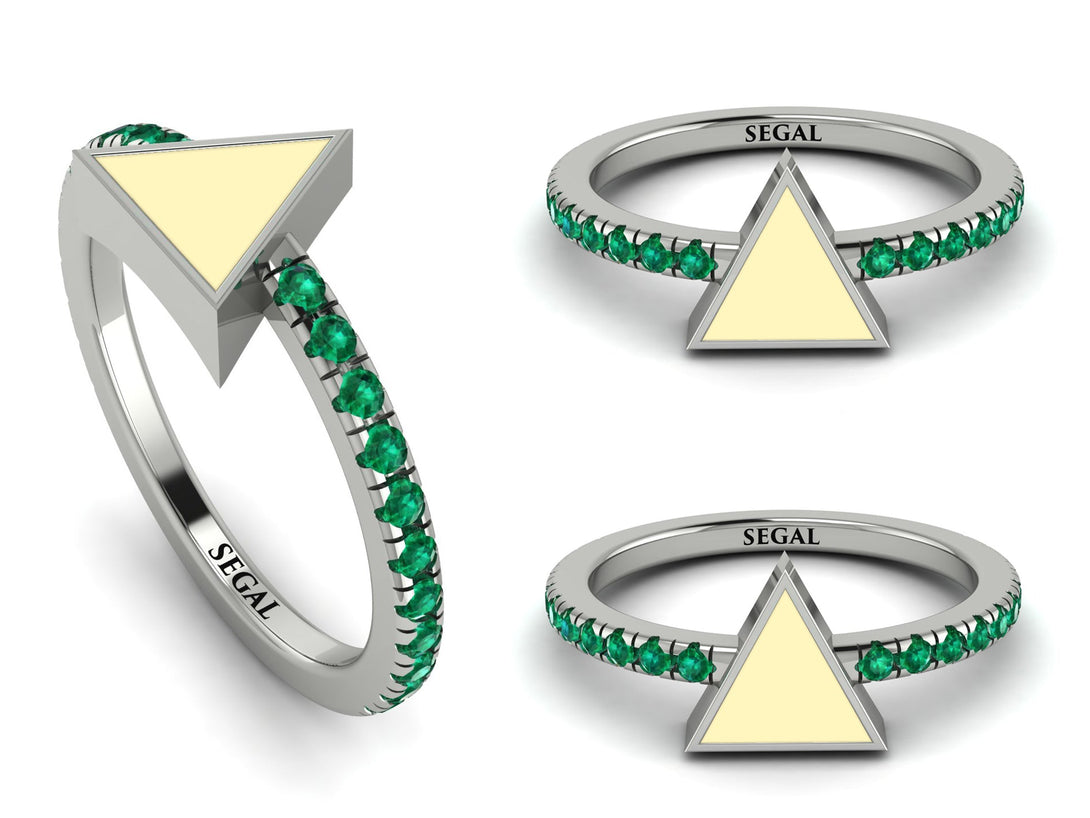 Elegant Enamel Triangle Emerald Ring - Triangle No. 6