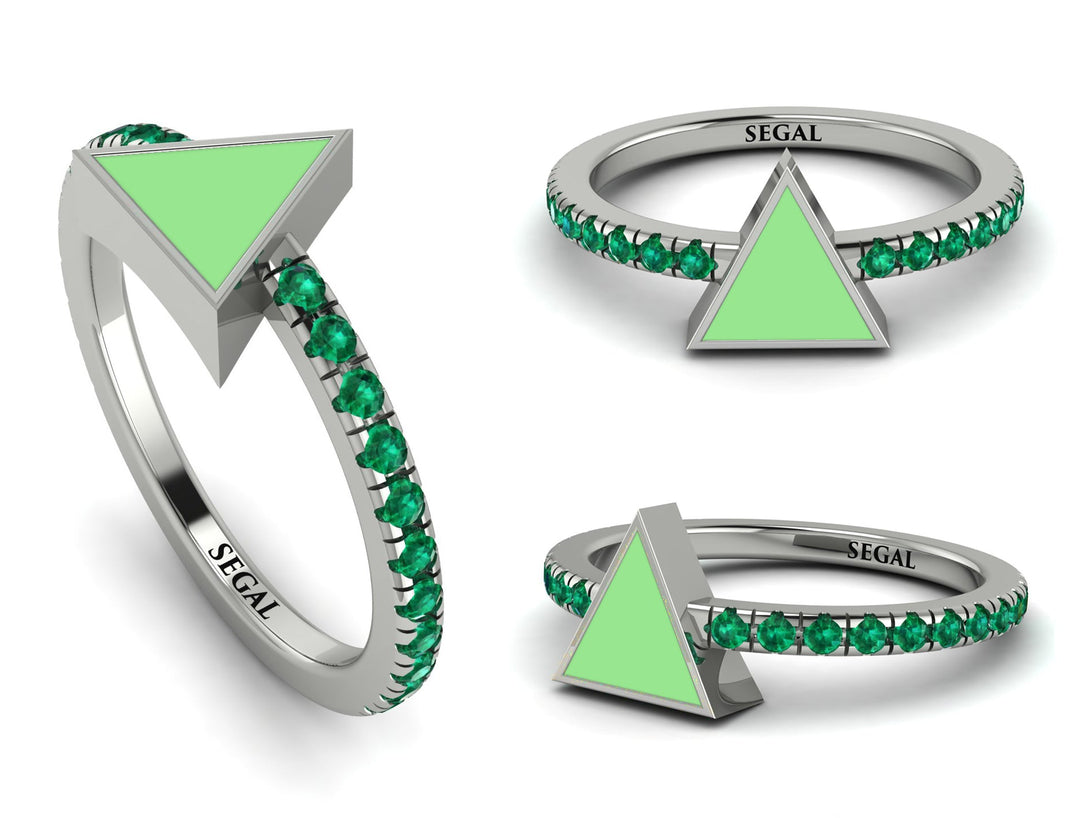 Elegant Enamel Triangle Emerald Ring - Triangle No. 6