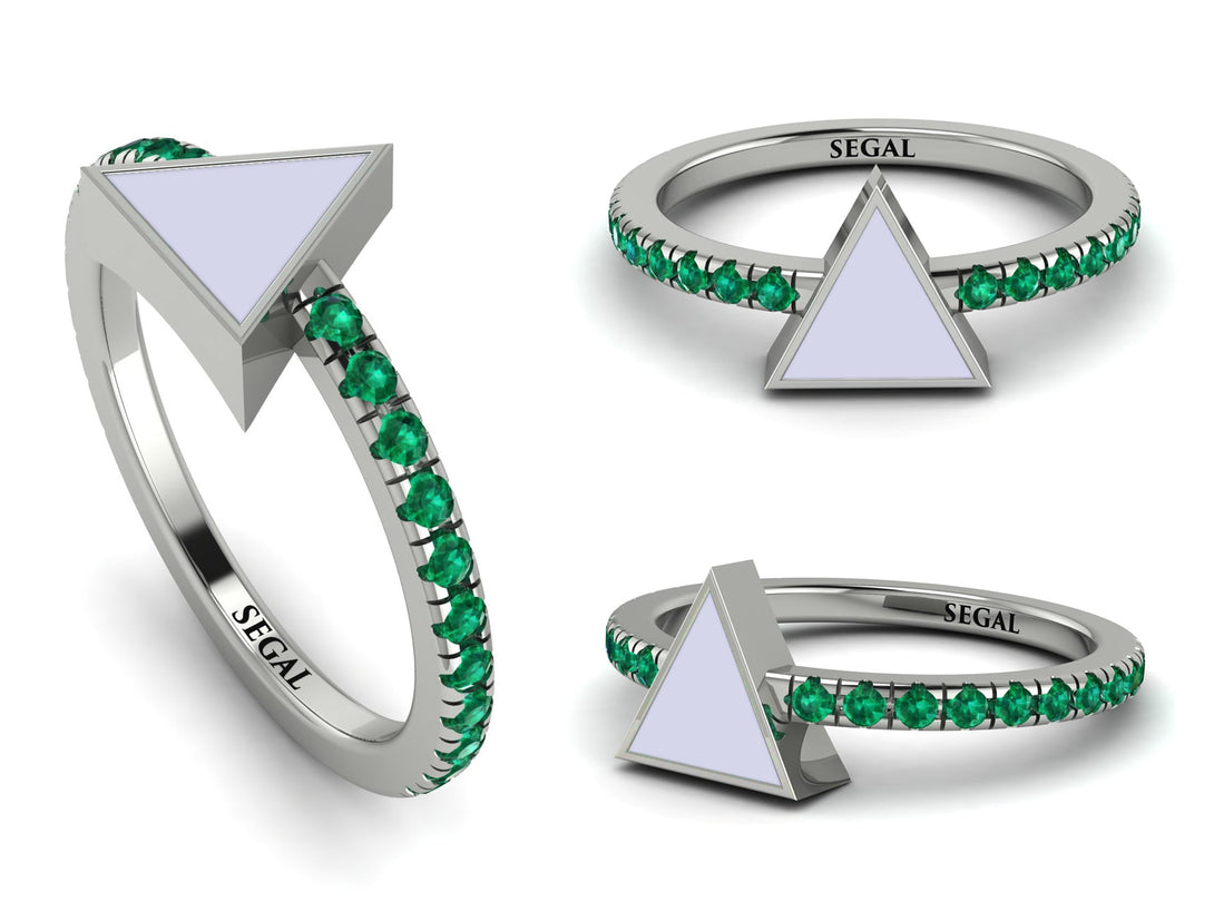 Elegant Enamel Triangle Emerald Ring - Triangle No. 6