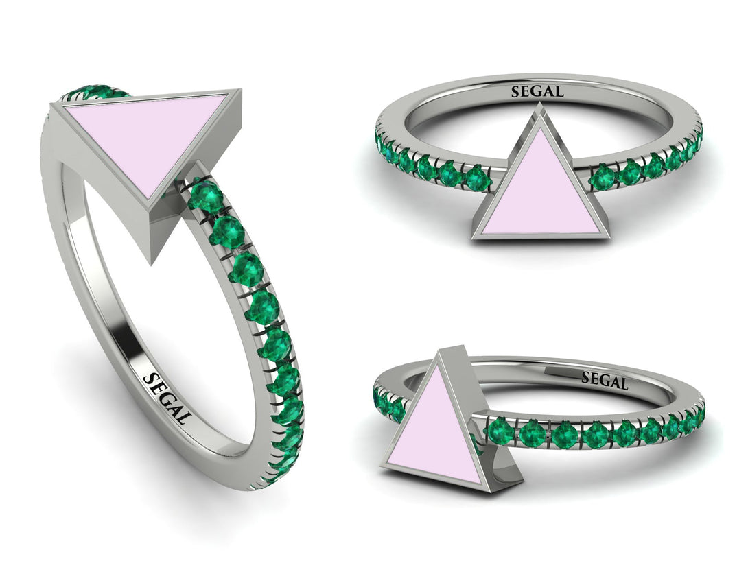 Elegant Enamel Triangle Emerald Ring - Triangle No. 6
