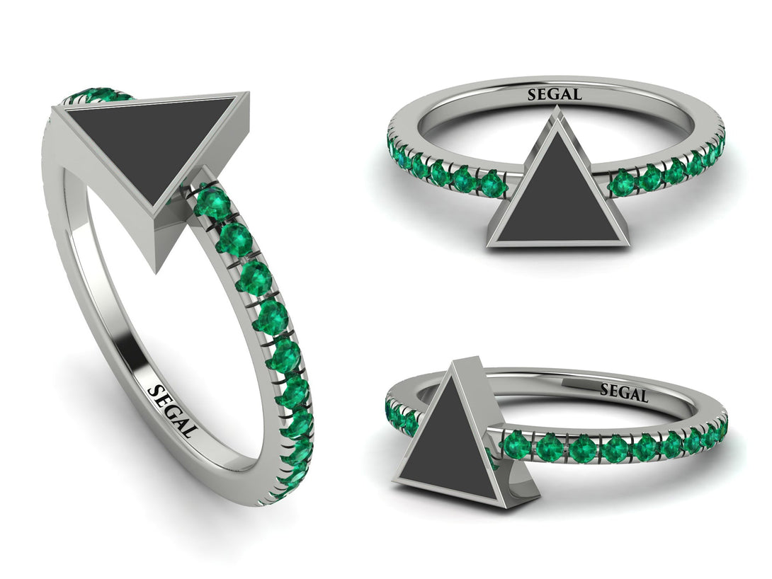 Elegant Enamel Triangle Emerald Ring - Triangle No. 6