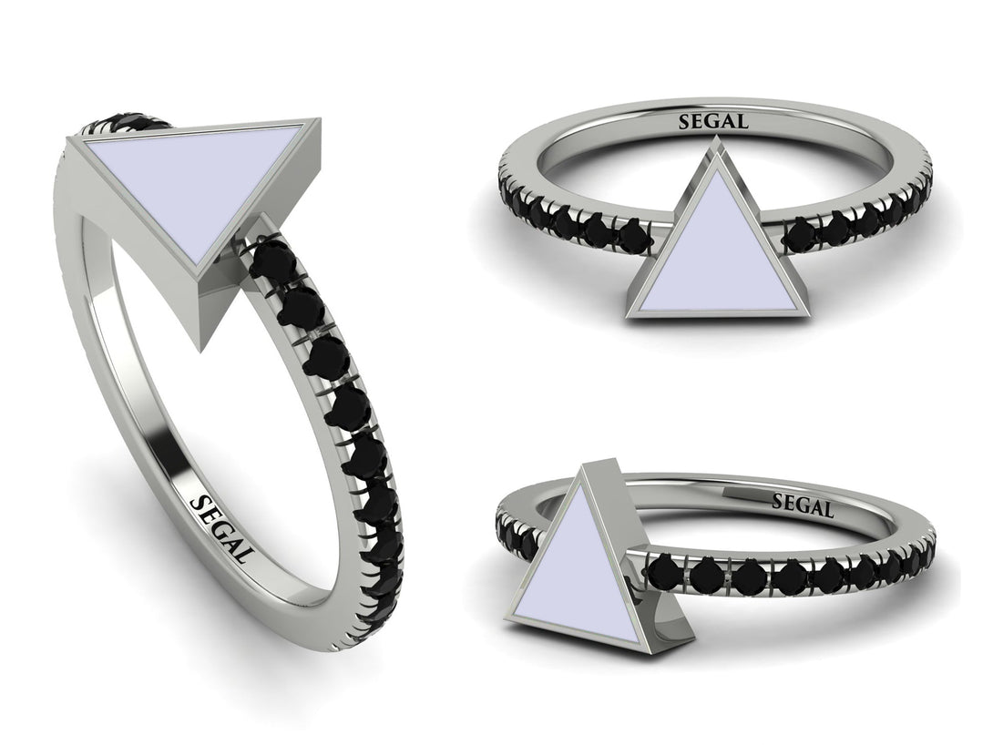 Elegant Enamel Triangle Black Diamond Ring - Triangle No. 9