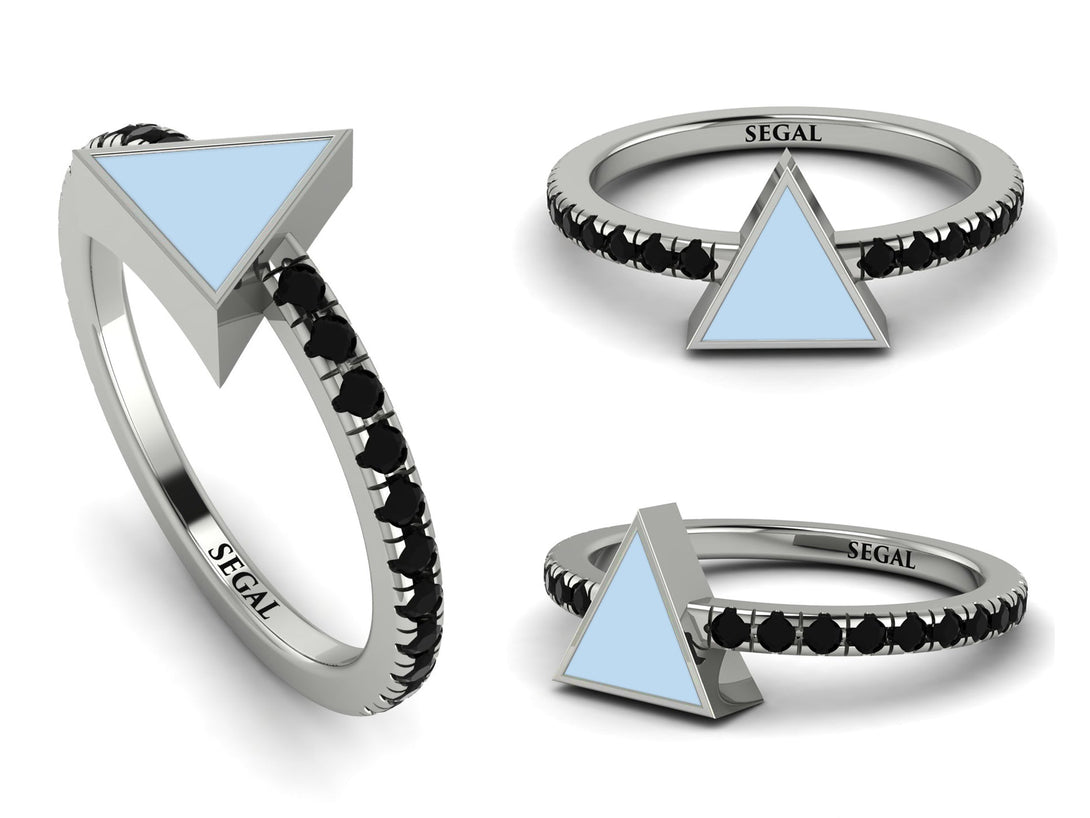 Elegant Enamel Triangle Black Diamond Ring - Triangle No. 9
