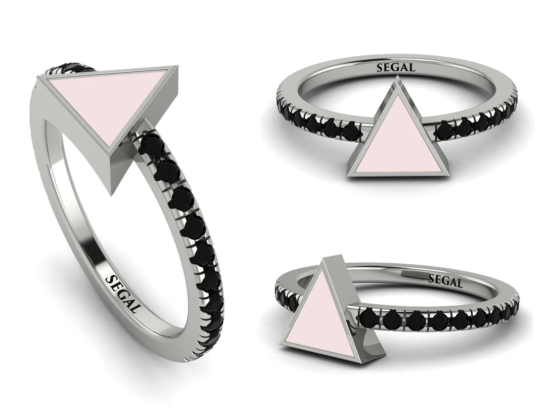 Elegant Enamel Triangle Black Diamond Ring - Triangle No. 9