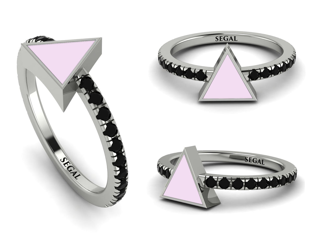 Elegant Enamel Triangle Black Diamond Ring - Triangle No. 9