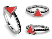 Elegant Enamel Triangle Black Diamond Ring - Triangle No. 9 image 1