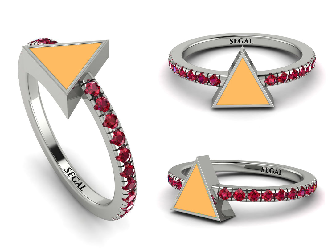 Elegant Enamel Triangle Ruby Ring - Triangle No. 12
