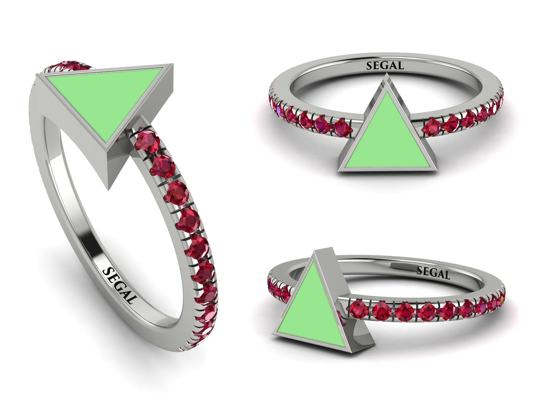 Elegant Enamel Triangle Ruby Ring - Triangle No. 12