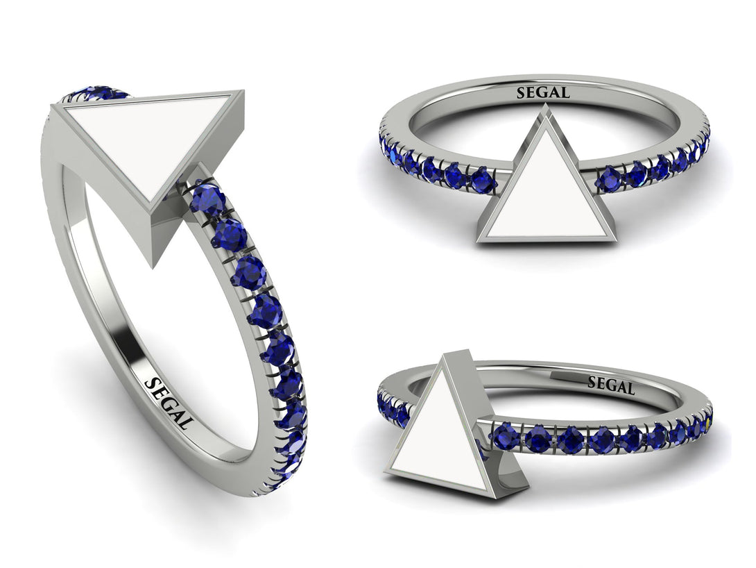 Elegant Enamel Triangle Sapphire Ring - Triangle No. 15