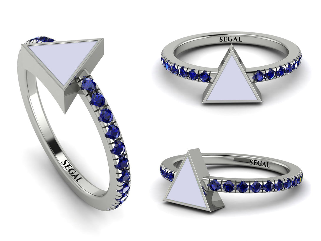 Elegant Enamel Triangle Sapphire Ring - Triangle No. 15