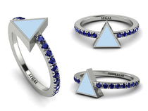 Elegant Enamel Triangle Sapphire Ring - Triangle No. 15 image 1