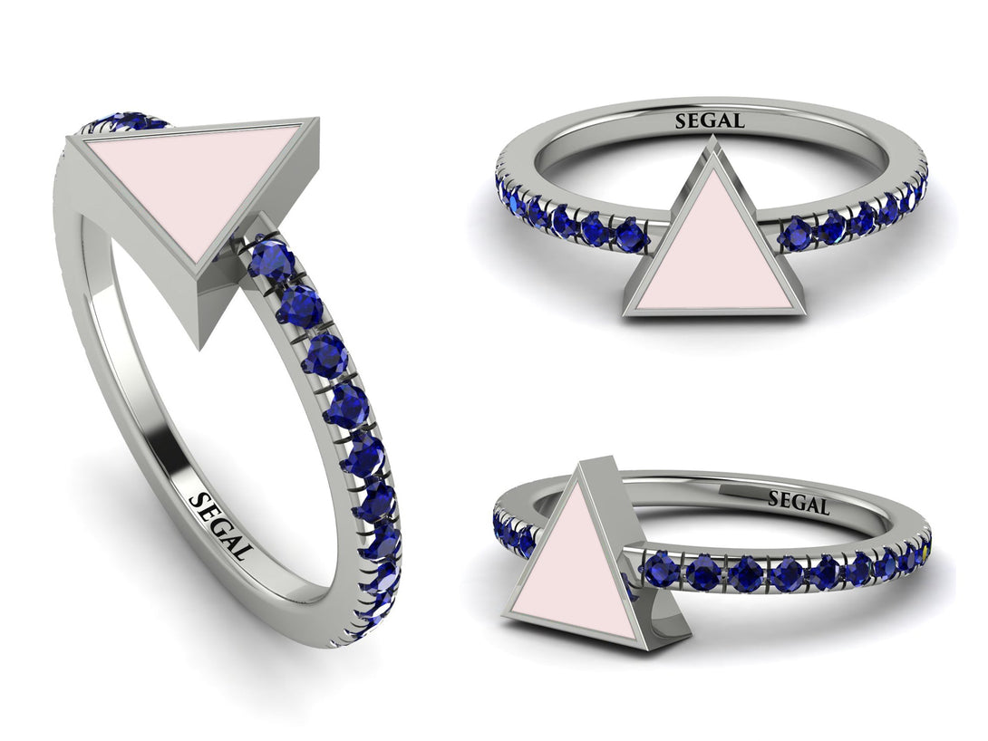 Elegant Enamel Triangle Sapphire Ring - Triangle No. 15