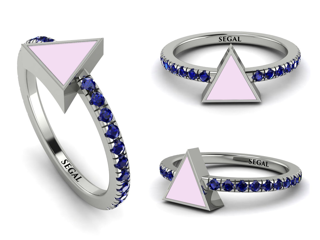 Elegant Enamel Triangle Sapphire Ring - Triangle No. 15
