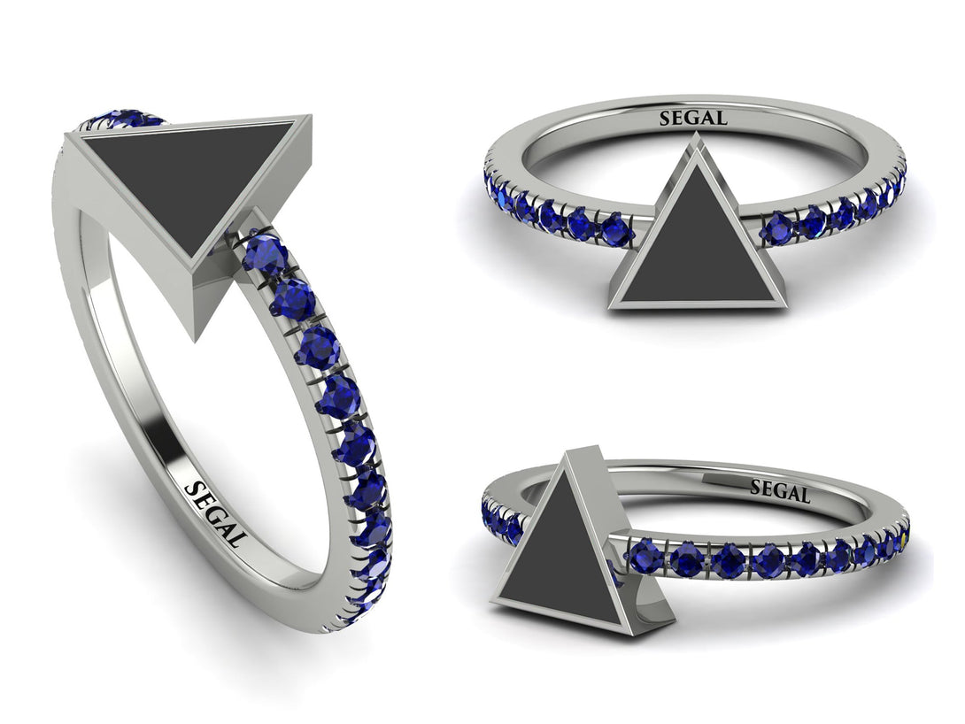 Elegant Enamel Triangle Sapphire Ring - Triangle No. 15