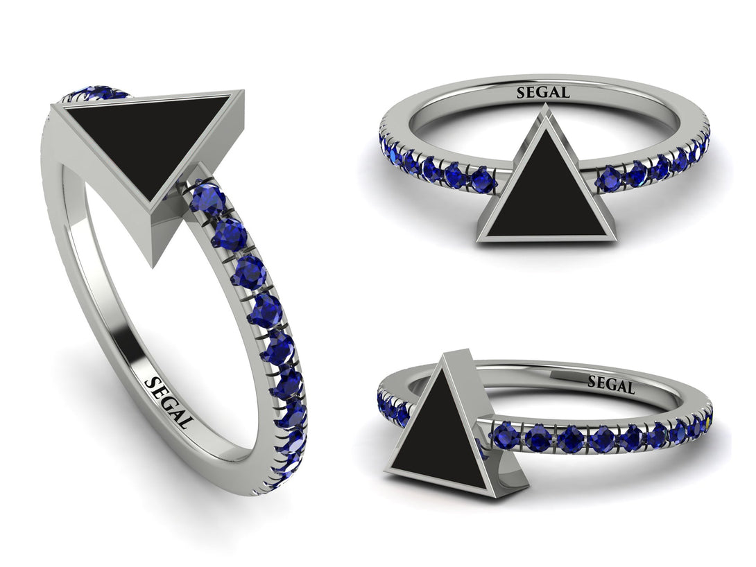 Elegant Enamel Triangle Sapphire Ring - Triangle No. 15