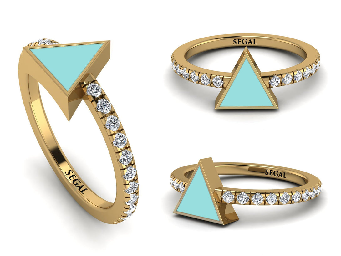 Elegant Enamel Triangle Diamond Ring - Triangle No. 1