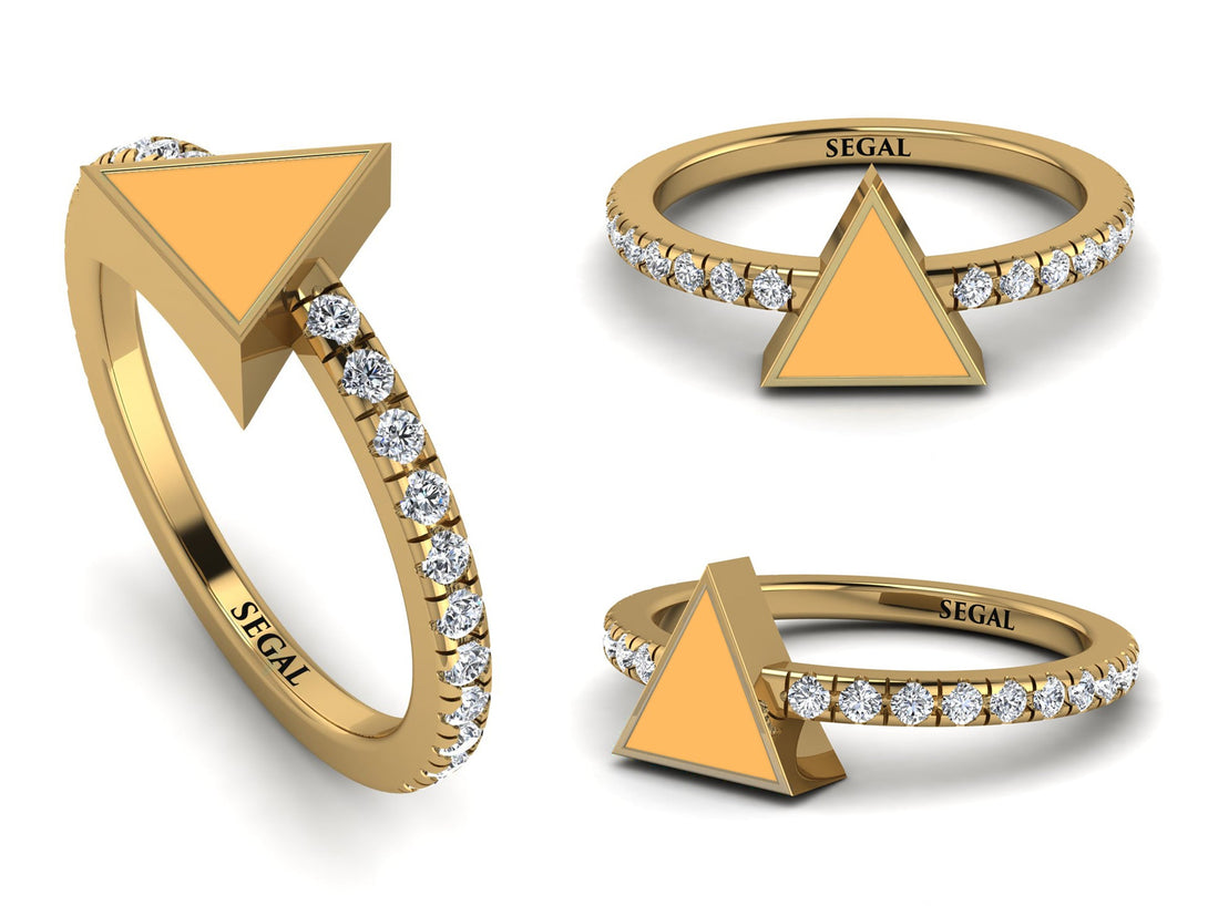 Elegant Enamel Triangle Diamond Ring - Triangle No. 1