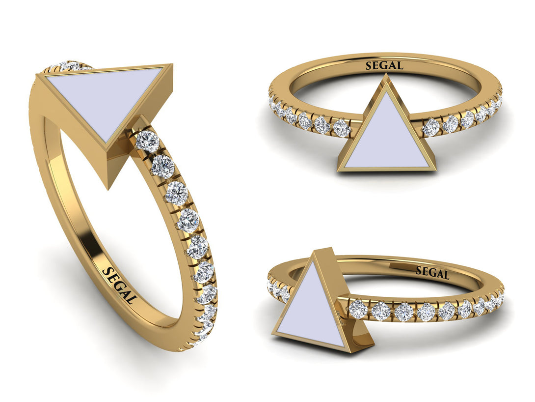Elegant Enamel Triangle Diamond Ring - Triangle No. 1